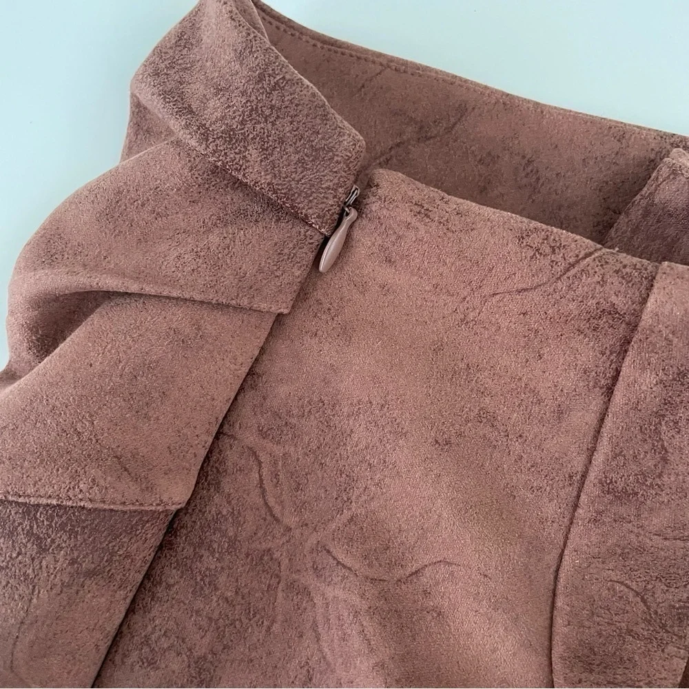 Free People Brown Faux Leather Suede Wrap Mini Skirt Size 0, New with Tags! NWT